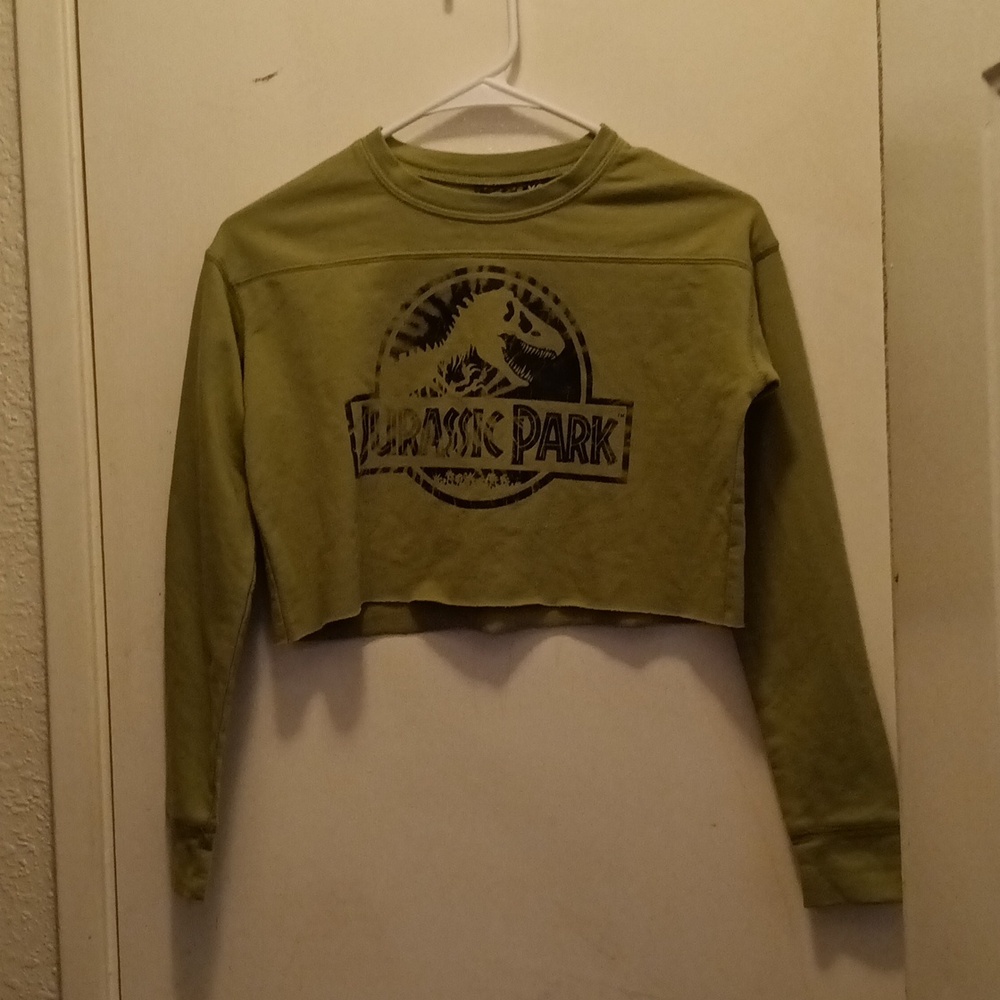 Jurassic Park Long Sleeved Crop, XS PTP 18, Army Green, NWOT